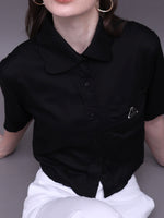 Load image into Gallery viewer, ZAPPI Wave Crop Shirt - Black