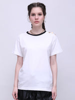 Load image into Gallery viewer, ZAPPI Reverse Button T-Shirt White