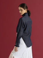 Load image into Gallery viewer, Ruffle Denim Shirt