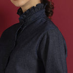 Load image into Gallery viewer, Ruffle Denim Shirt