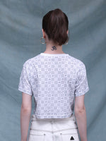 Load image into Gallery viewer, ZAPPI Crop Checkered T-Shirt - White