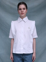 Load image into Gallery viewer, ZAPPI Pointed Shoulder Blouse White