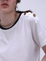 Load image into Gallery viewer, ZAPPI Reverse Button T-Shirt White