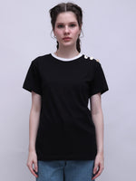 Load image into Gallery viewer, ZAPPI Reverse Button T-Shirt Black
