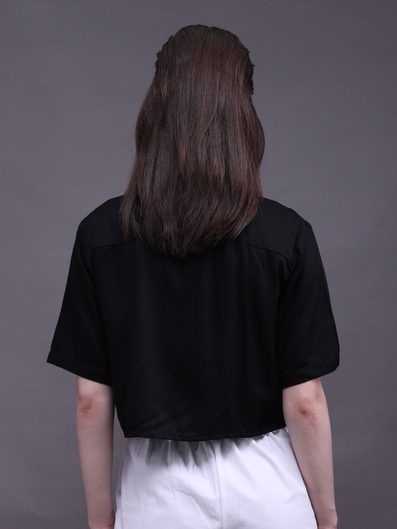 ZAPPI Wave Crop Shirt - Black