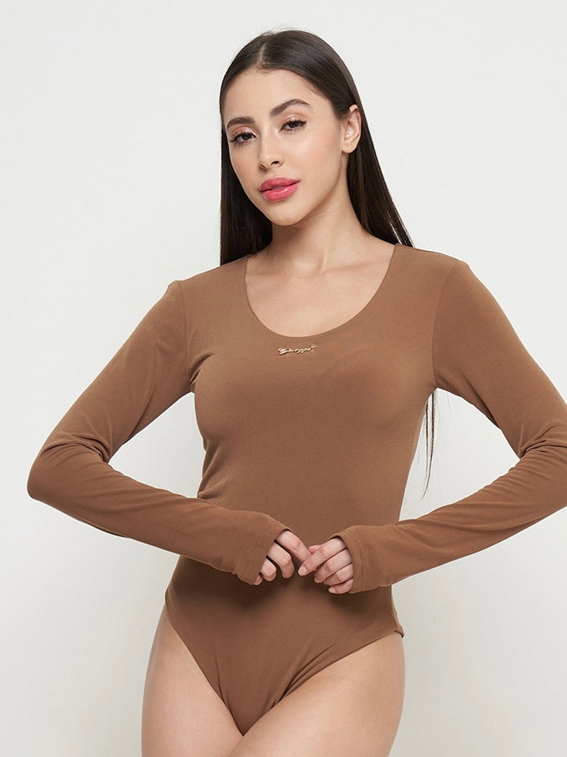 Body Suit Long Sleeve - Caramel