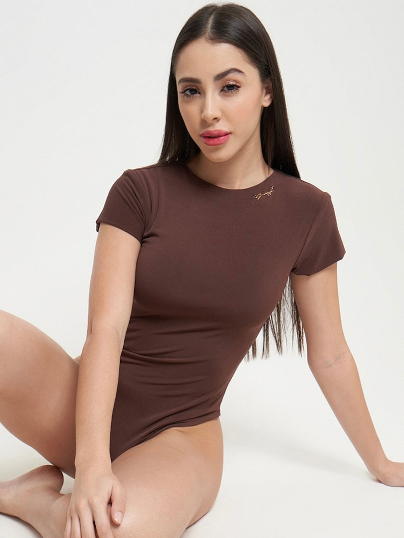 Body Suit Short Sleeve - Chocolate