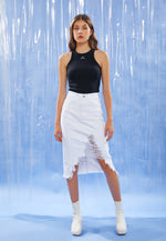 Load image into Gallery viewer, Zappi - Ripped Jeans Skirt- White
