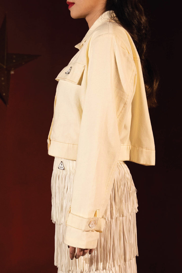 Crop Trench Jacket - White