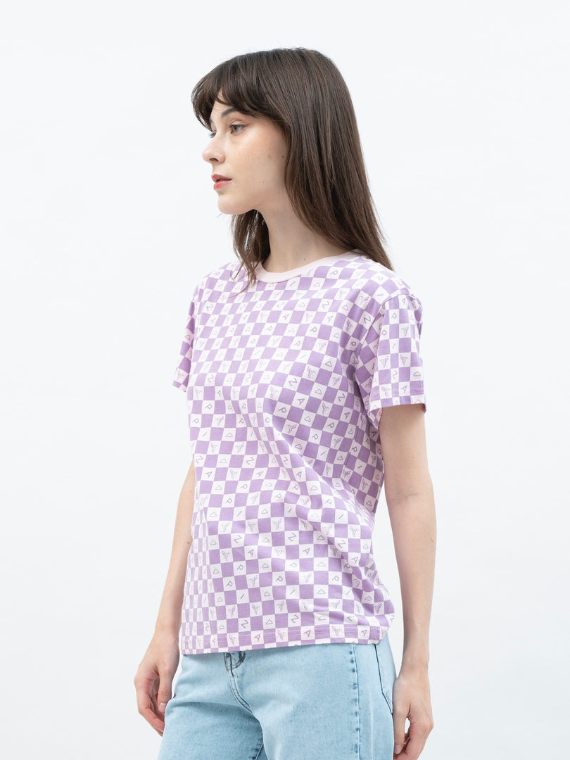 ZAPPI Checkered T-Shirt - Pink