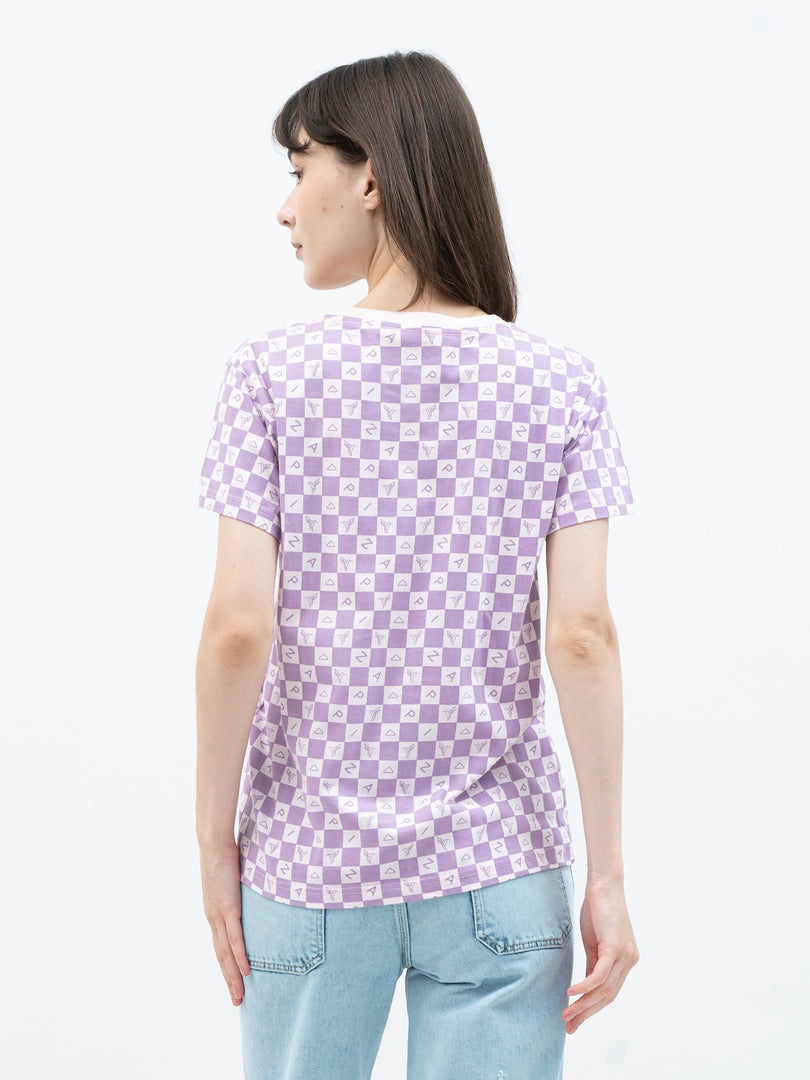 ZAPPI Checkered T-Shirt - Pink