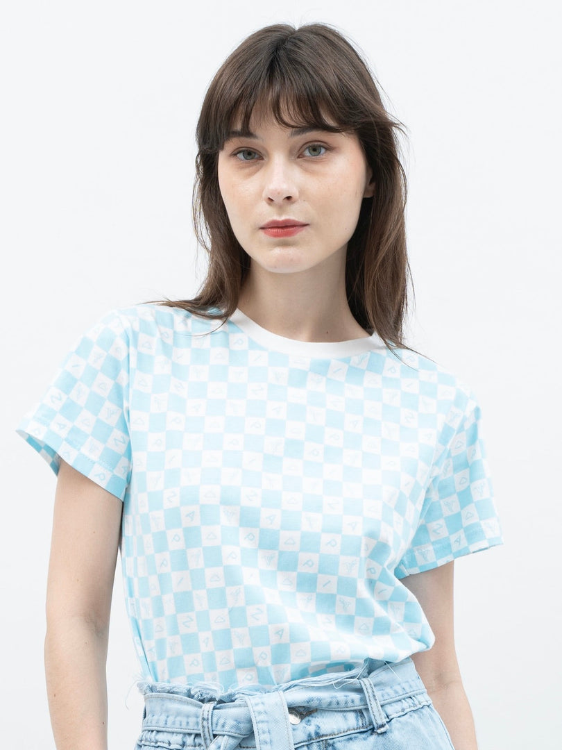 ZAPPI Checkered T-Shirt - Blue