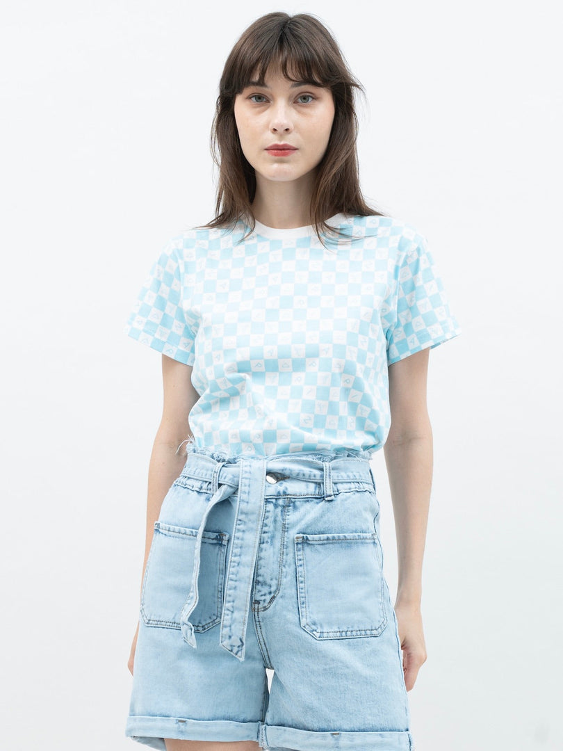 ZAPPI Checkered T-Shirt - Blue