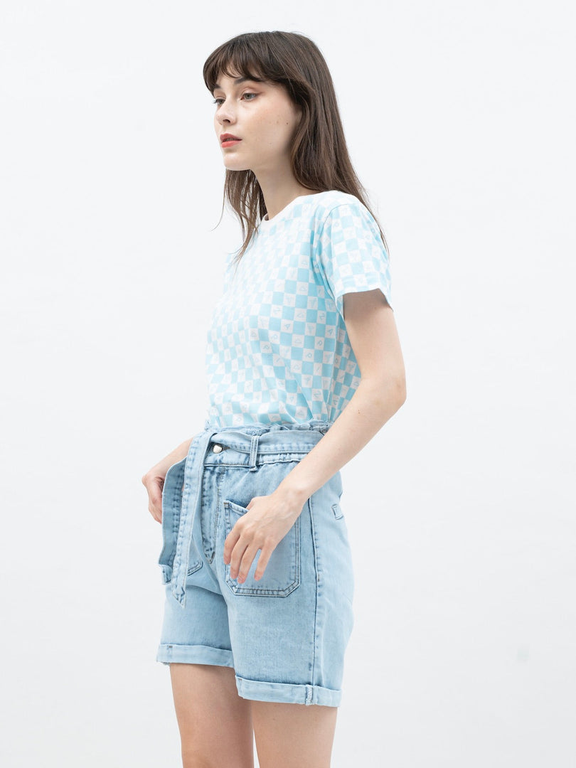 ZAPPI Checkered T-Shirt - Blue