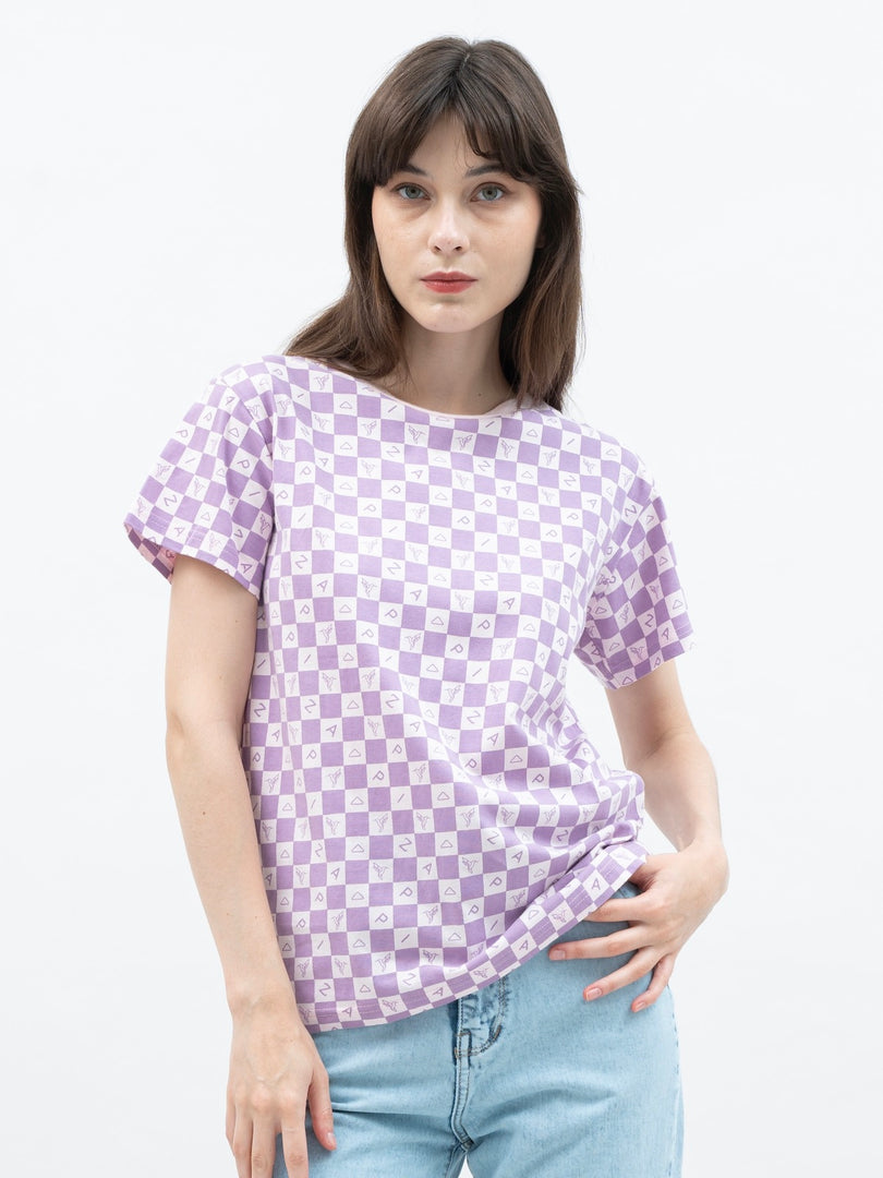 ZAPPI Checkered T-Shirt - Pink