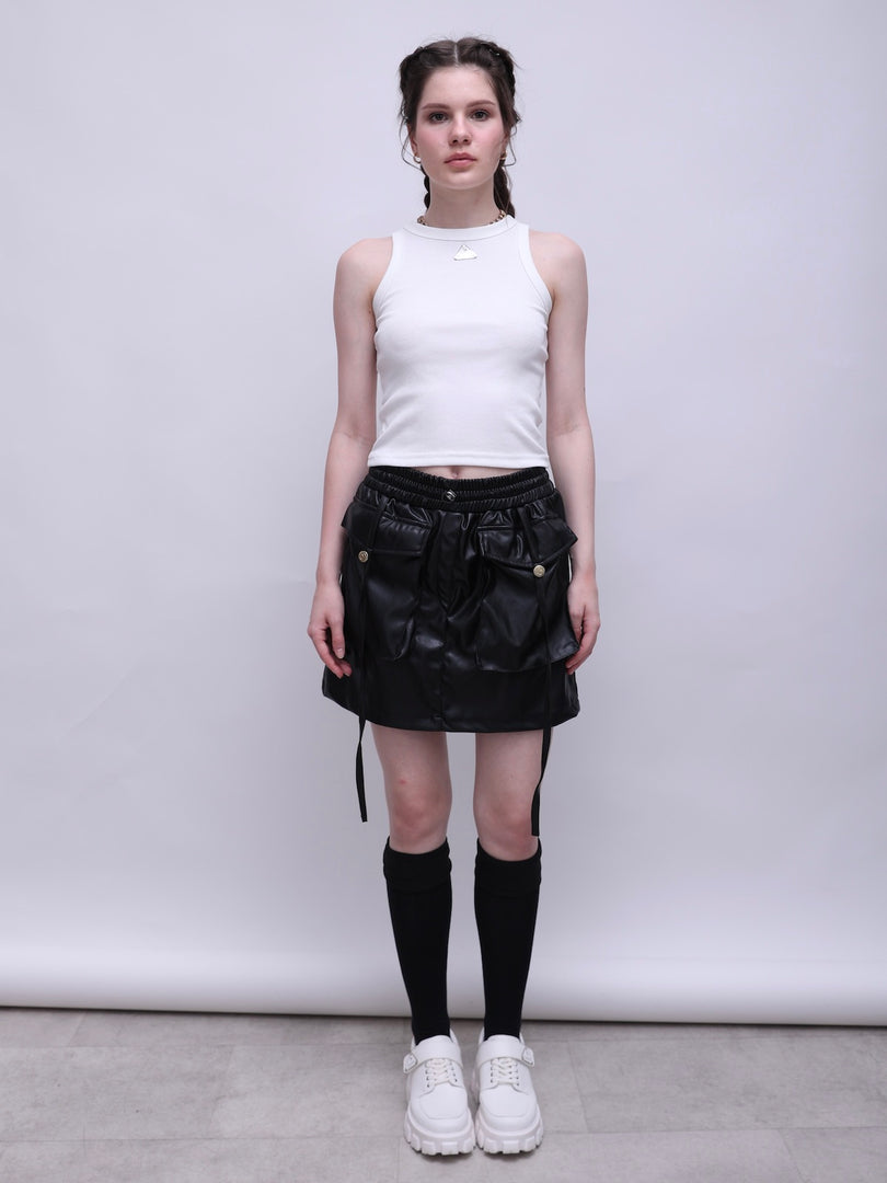 ZAPPI Pocket Leather Skirt