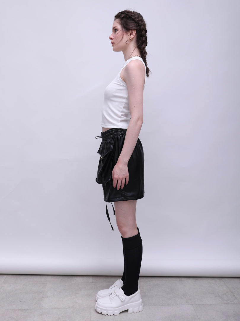 ZAPPI Pocket Leather Skirt