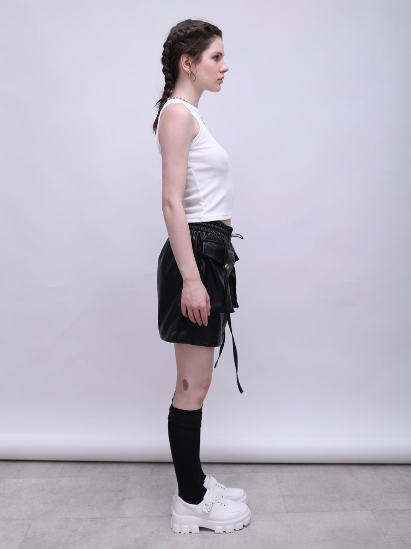 ZAPPI Pocket Leather Skirt