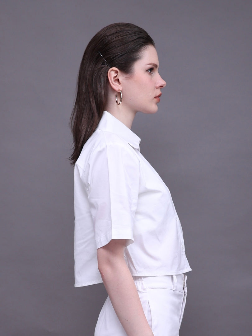 ZAPPI Wave Crop Shirt - White